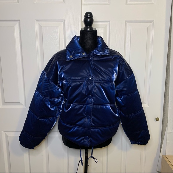 wild fable Jackets & Blazers - Wild Fable Shiny Navy Puffer Jacket